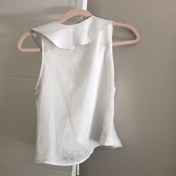 Faux silk white cropped double front tie top - Picture 4 of 4